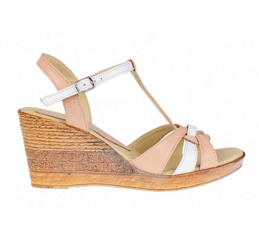 Sandale dama din piele naturala platforme de 7 cm - LS51BEJA