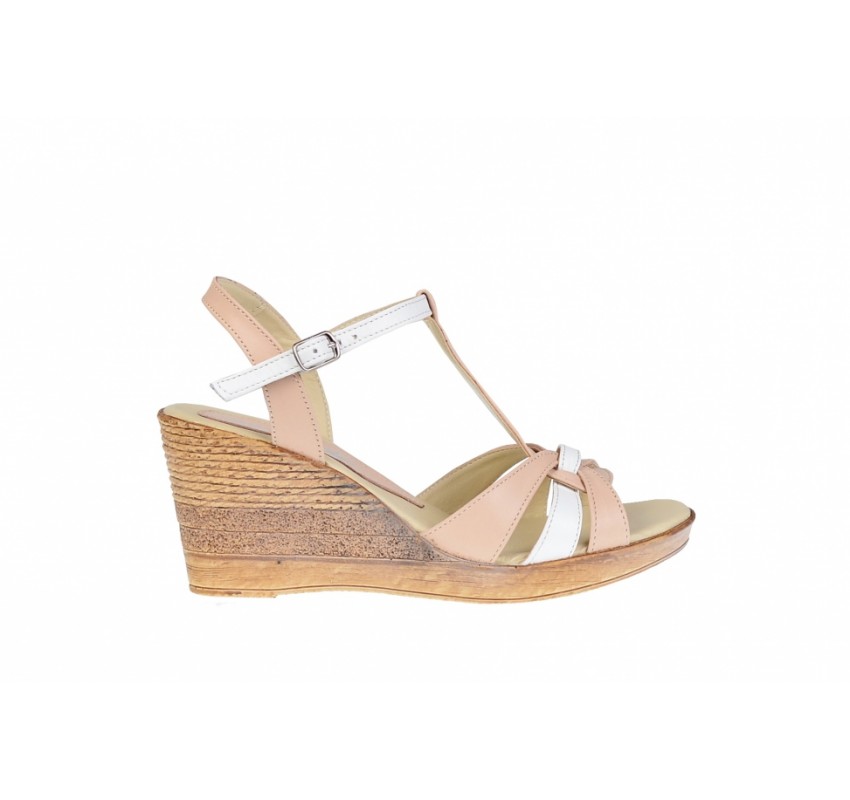 OFERTA marimea   39 -  Sandale dama, din piele naturala, cu platforma de 8cm - LS51BEJA