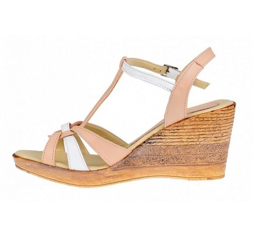 Sandale dama din piele naturala platforme de 7 cm - LS51BEJA