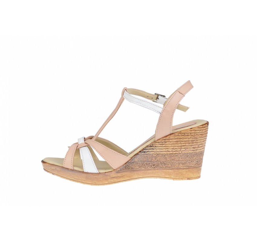 OFERTA marimea   39 -  Sandale dama, din piele naturala, cu platforma de 8cm - LS51BEJA