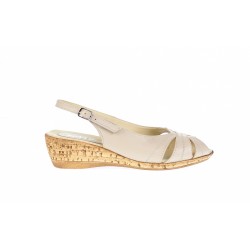 OFERTA  marimea 36,    -  Sandale dama, bej, din piele naturala, cu platforme de 5cm - LS52B