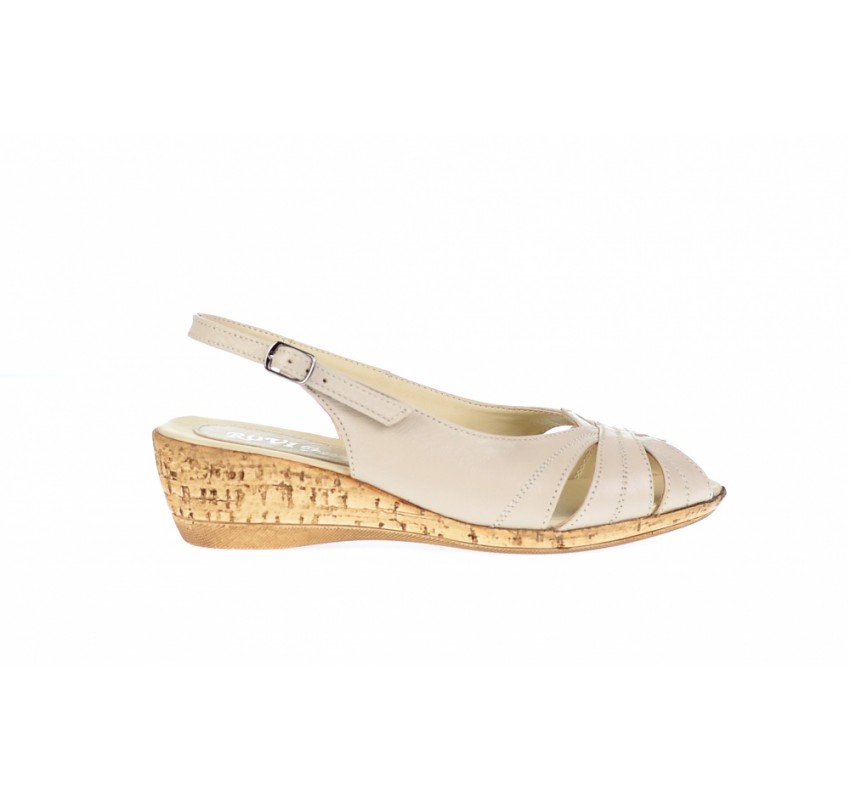 OFERTA  marimea 36,    -  Sandale dama, bej, din piele naturala, cu platforme de 5cm - LS52B