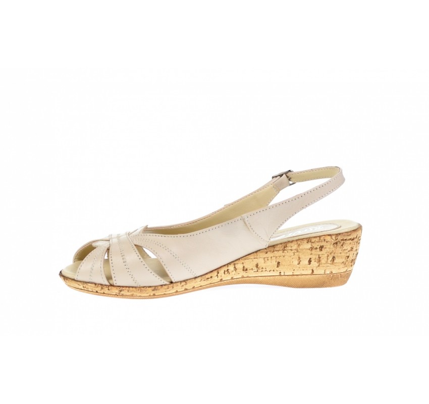OFERTA  marimea 36,    -  Sandale dama, bej, din piele naturala, cu platforme de 5cm - LS52B