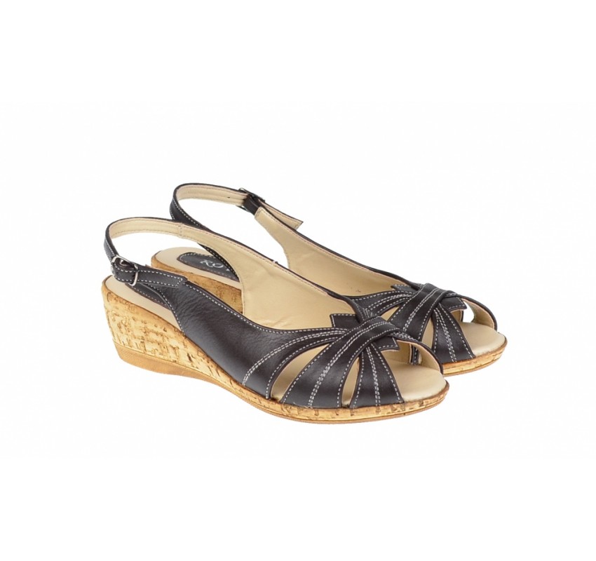 OFERTA marimea 36, 38  - Sandale dama, din piele naturala, maro, cu platforma de  4cm - LS52M