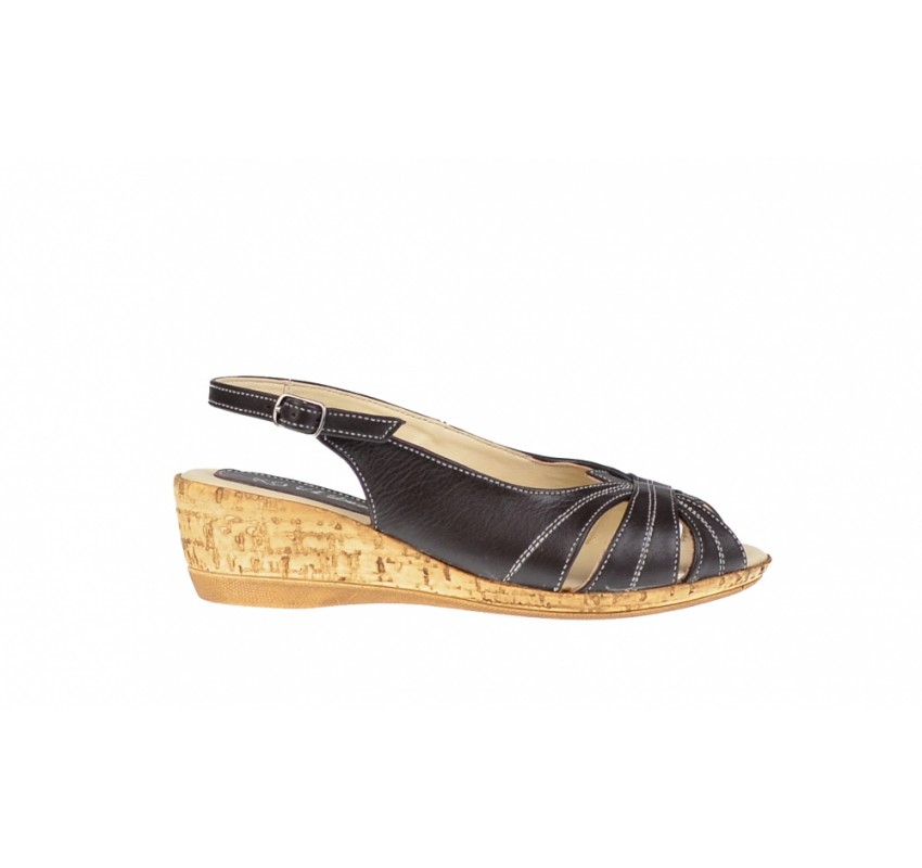 OFERTA marimea 36, 38  - Sandale dama, din piele naturala, maro, cu platforma de  4cm - LS52M