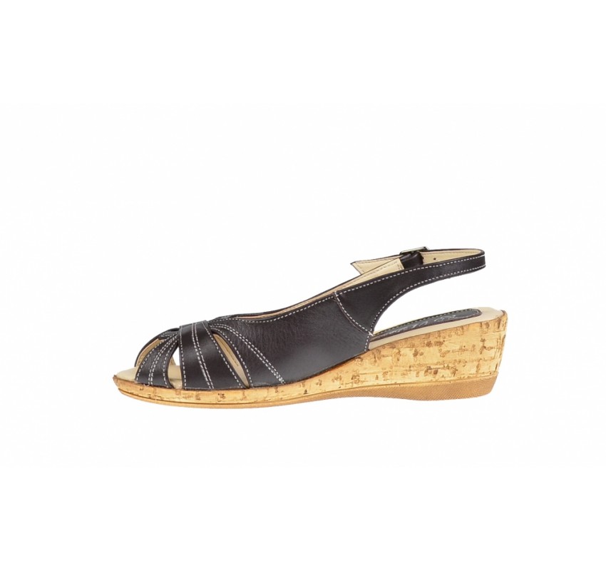 OFERTA marimea 36, 38  - Sandale dama, din piele naturala, maro, cu platforma de  4cm - LS52M