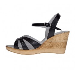 OFERTA marimea 35 Sandale dama din piele naturala cu platforme negru LS55NBOX