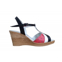 Oferta Sandale dama din piele naturala, cu platforme de 7 cm - LS61NAR Marimea 35