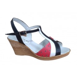 Oferta Sandale dama din piele naturala, cu platforme de 7 cm - LS61NAR Marimea 35