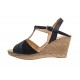 Oferta 39 -Sandale dama din piele naturala cu platforme de 7 cm - Model negru LS61NCOL