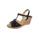 Oferta 39 -Sandale dama din piele naturala cu platforme de 7 cm - Model negru LS61NCOL