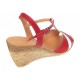 Oferta 38 Sandale dama casual din piele naturala Rosu - Alb LS61XRA