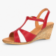 Oferta 38 Sandale dama casual din piele naturala Rosu - Alb LS61XRA