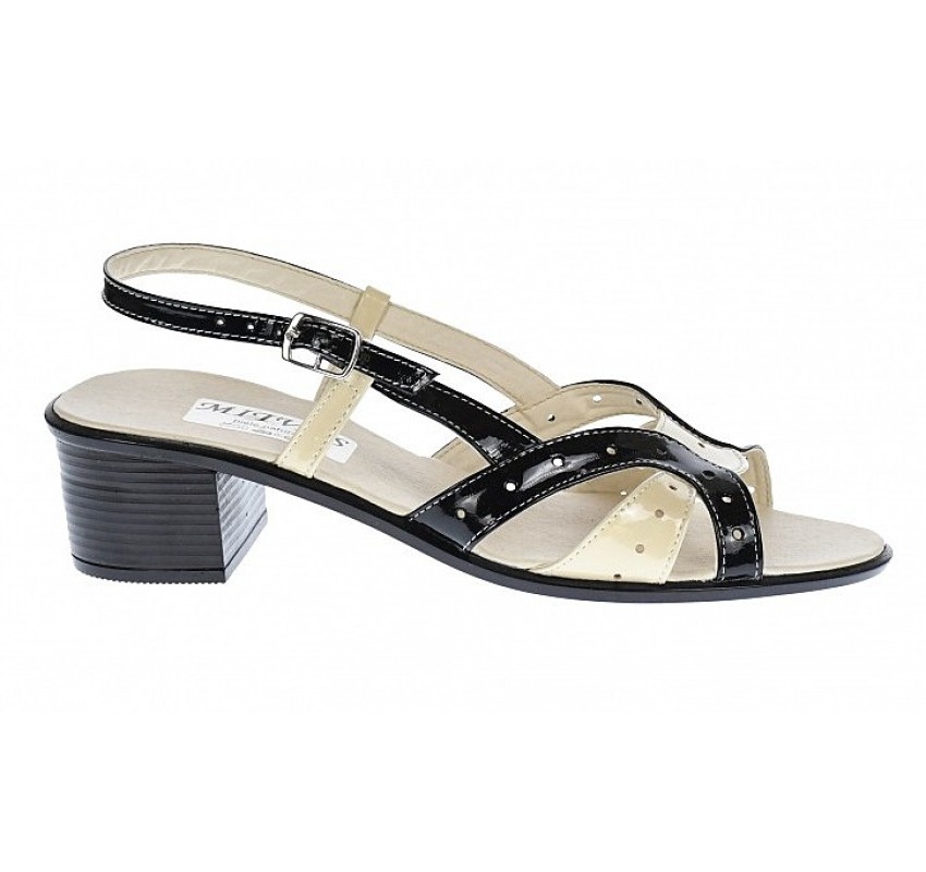 Oferta Sandale dama din piele naturala LAC, negru si bej Marimea 35