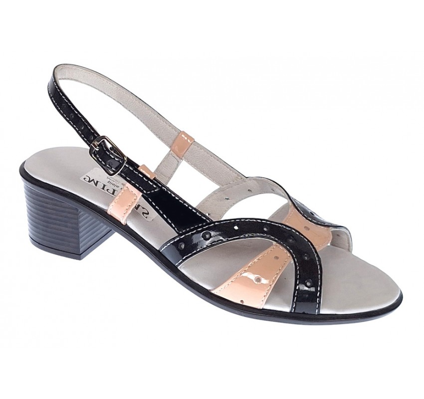 Oferta Sandale dama din piele naturala lacuita, negru nud Marimea 35 Oferta Sandale dama din piele naturala lacuita, negru nud Marimea 35