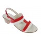 OFERTA marimea  35,36, 37, 38, 39, 40 -Sandale dama din piele naturala, lac, combinatie de culori, Rosu, Alb, toc de 5cm - LS7AR