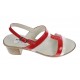 OFERTA marimea  35,36, 37, 38, 39, 40 -Sandale dama din piele naturala, lac, combinatie de culori, Rosu, Alb, toc de 5cm - LS7AR