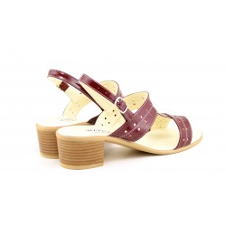 Oferta marimea 39  - Sandale dama din piele naturala lac - visiniu -  LS7LACVIS