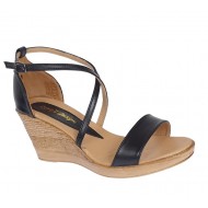 Oferta marimea 38, 39 - Sandale dama casual elegante din piele naturala Negru LS7N2