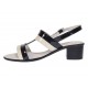 Marimea 36, 40 Sandale dama elegante bej cu negru, piele naturala lacuita LS7NBEJLAC