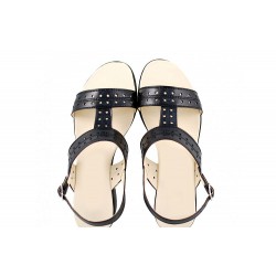 Marimea 36, 37 - Sandale dama din piele naturala - Model negru box LS7NBOX