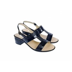 OFERTA MARIMEA 40 - Sandale dama din piele naturala, negru, lac, toc de 5cm, LS7NLBOX