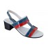 Sandale dama din piele naturala lac - Model albastru cu rosu LS7RBL