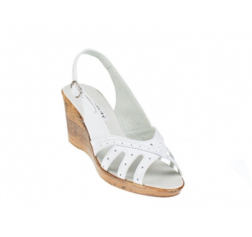 Marimea 38 - Sandale dama cu platforma LS88ALB - Made in Romania