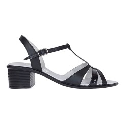 Oferta marmea 36 Sandale dama din piele naturala cu toc de 5cm, Negru, LS8NLAC