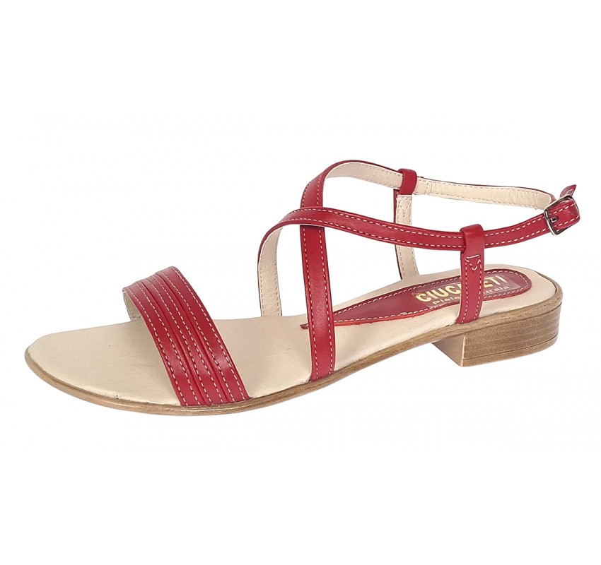 Oferta marimea 37 38 Sandale dama din piele naturala rosu  - LS8R