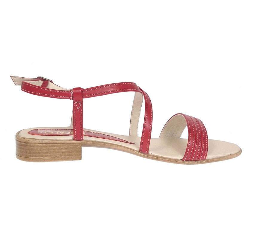 Oferta marimea 37 38 Sandale dama din piele naturala rosu  - LS8R