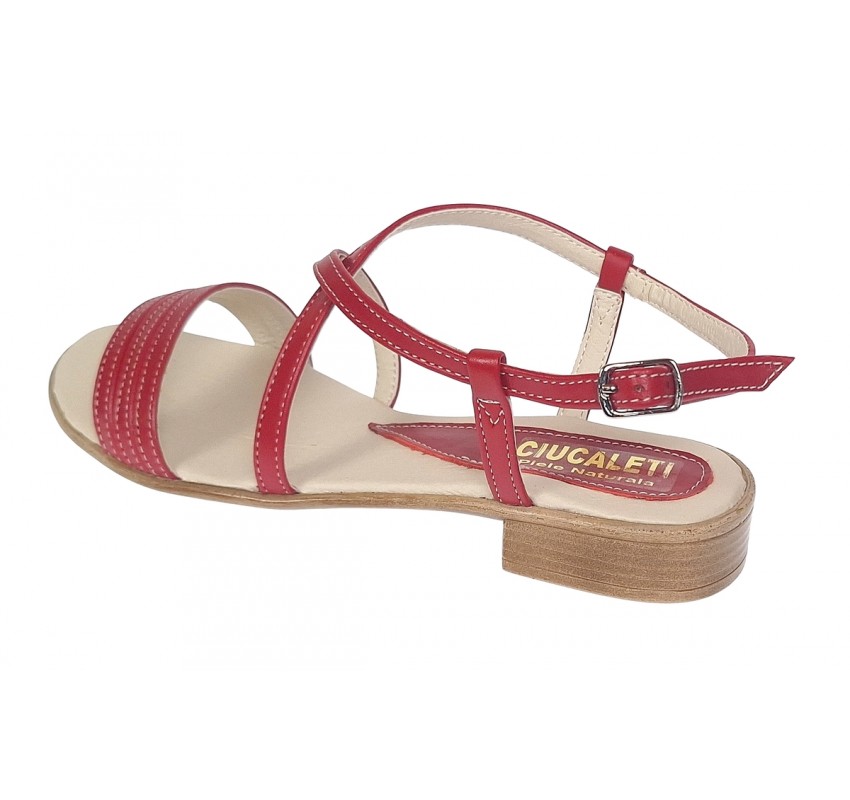 Oferta marimea 37 38 Sandale dama din piele naturala rosu  - LS8R