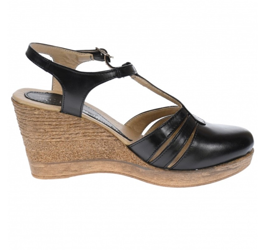 OFERTA marimea 41 - Sandale dama, din piele naturala, cu platforma, negru - LS9NEGRU OFERTA marimea 41 - Sandale dama, din piele naturala, cu platforma, negru - LS9NEGRU