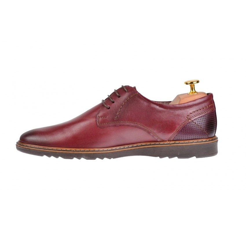 Reducere Marimea 39 Pantofi barbati casual din piele naturala - Visiniu LSIR135VIS