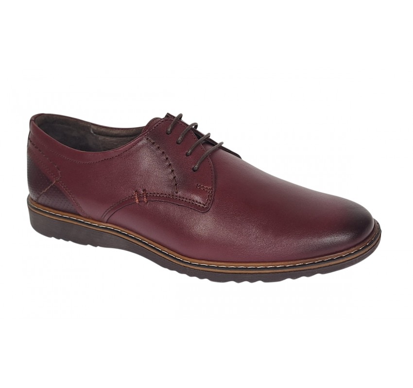 Reducere Marimea 39 Pantofi barbati casual din piele naturala - Visiniu LSIR135VIS