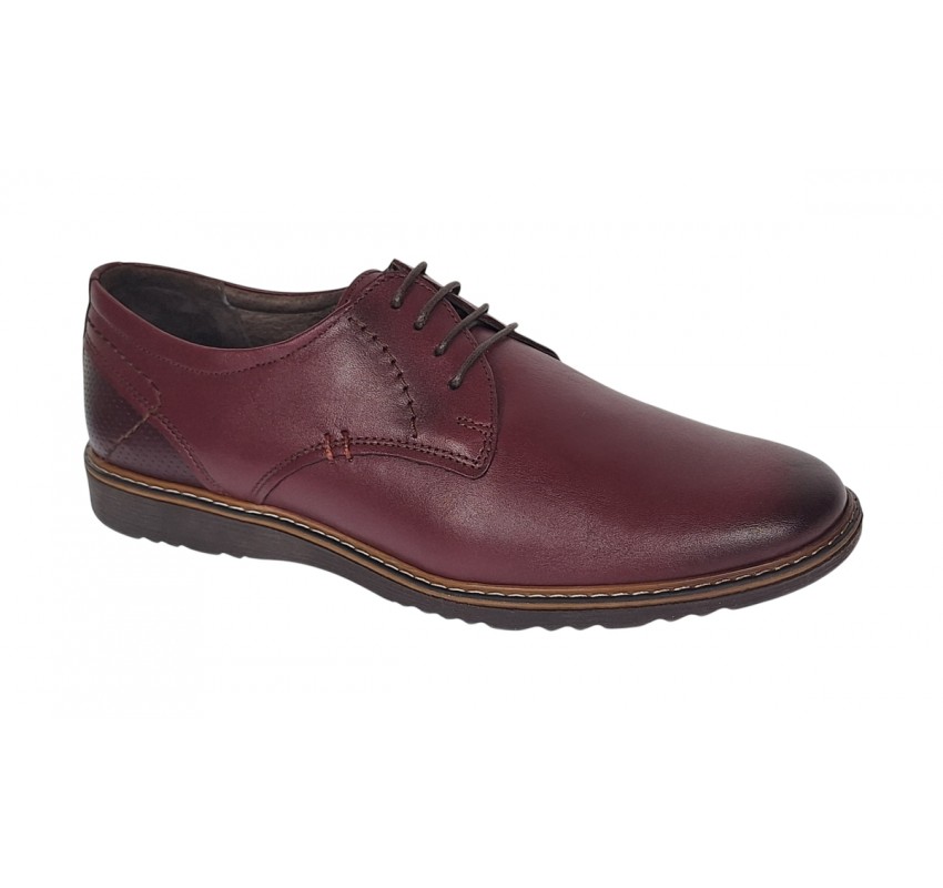 Reducere Marimea 39 Pantofi barbati casual din piele naturala - Visiniu LSIR135VIS