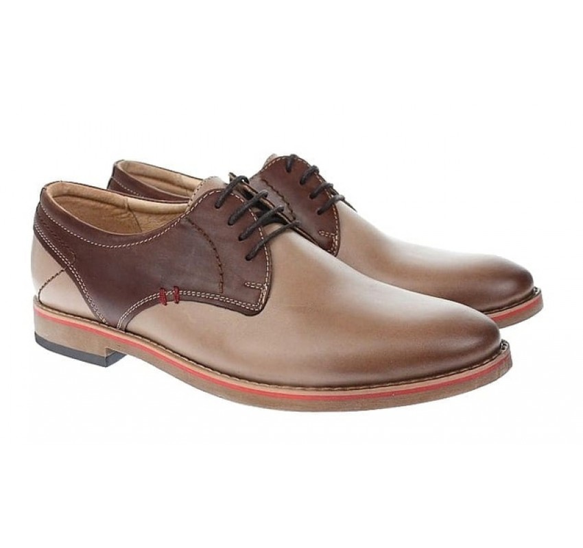 Oferta Marimea  43 Pantofi barbati casual din piele naturala Bej - Maro SIR GKR