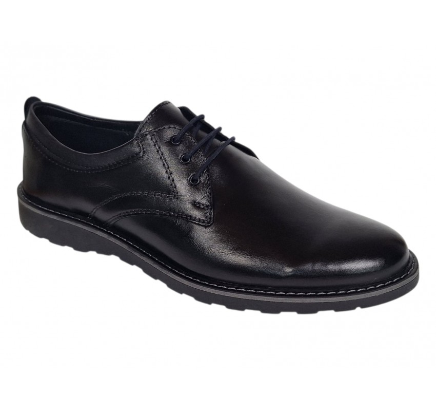 Marimea 44 Pantofi barbati sport negri casual din piele naturala LSP17NS