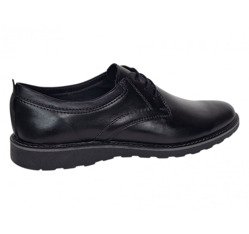 Marimea 44 Pantofi barbati sport negri casual din piele naturala LSP17NS