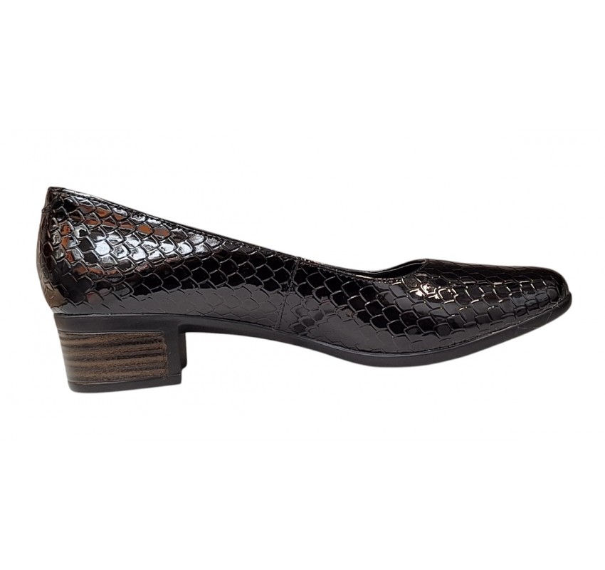 Marimea 39 Pantofi dama casual din piele naturala Negru Croco Lac - STD24CRN
