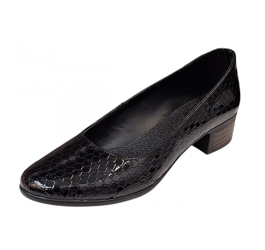 Marimea 39 Pantofi dama casual din piele naturala Negru Croco Lac - STD24CRN