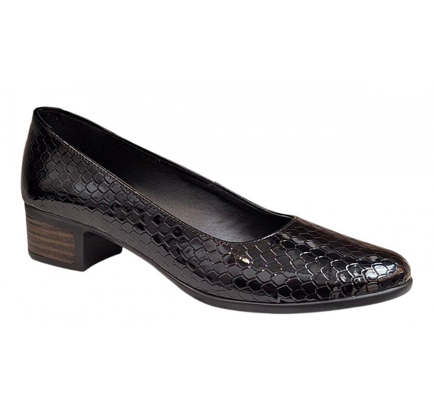 Marimea 39 Pantofi dama casual din piele naturala Negru Croco Lac - STD24CRN