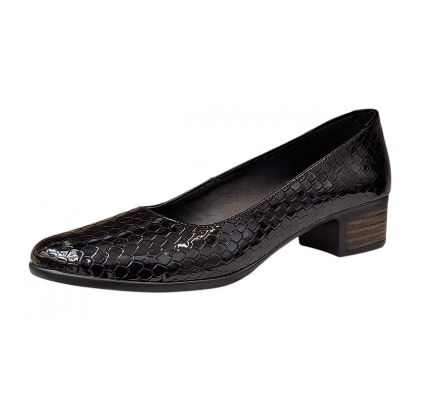 Marimea 39 Pantofi dama casual din piele naturala Negru Croco Lac - STD24CRN