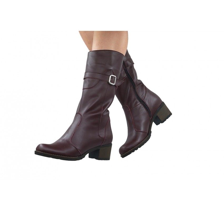 Oferta Marimea 40 Cizme dama imblanite din piele naturala cu fermoar Tanya Rosu LT215ROSUP