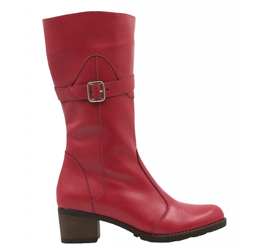 Oferta Marimea 40 Cizme dama imblanite din piele naturala cu fermoar Tanya Rosu LT215ROSUP