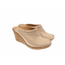 Oferta marimea 37, 38 Saboti dama din piele naturala bej cu platforme de 7 cm - LTEA19BEJ