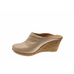 Oferta marimea 37, 38 Saboti dama din piele naturala bej cu platforme de 7 cm - LTEA19BEJ