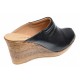 Oferta marimea  35, 38  Saboti dama negri din piele naturala cu platforme de 7 cm - LTEA19N