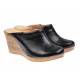 Oferta marimea  35, 38  Saboti dama negri din piele naturala cu platforme de 7 cm - LTEA19N
