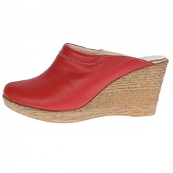 Oferta marimea 39, 40 - Saboti dama rosii din piele naturala, platforme de 7 cm - LTEA19ROSU